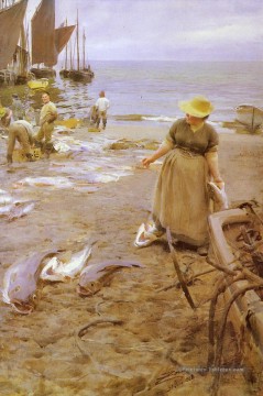 the miracle of st anthony Tableau Peinture - Fiskmarknad I St Ives avant tout Suède Anders Zorn